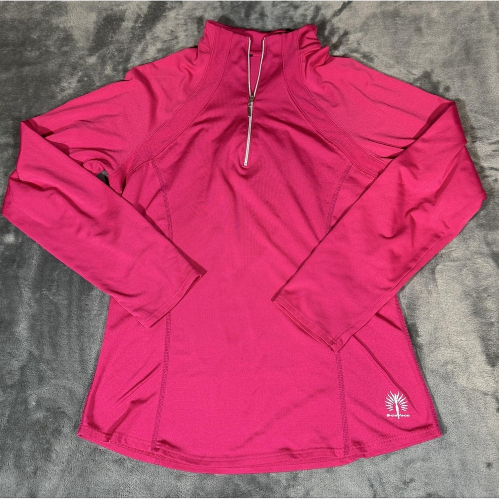 Snow Angel Shirt Womens Medium Pink 1/4 Zip Mock Neck Base Layer Ski Top